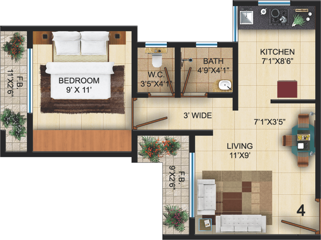 1 BHk Flat image